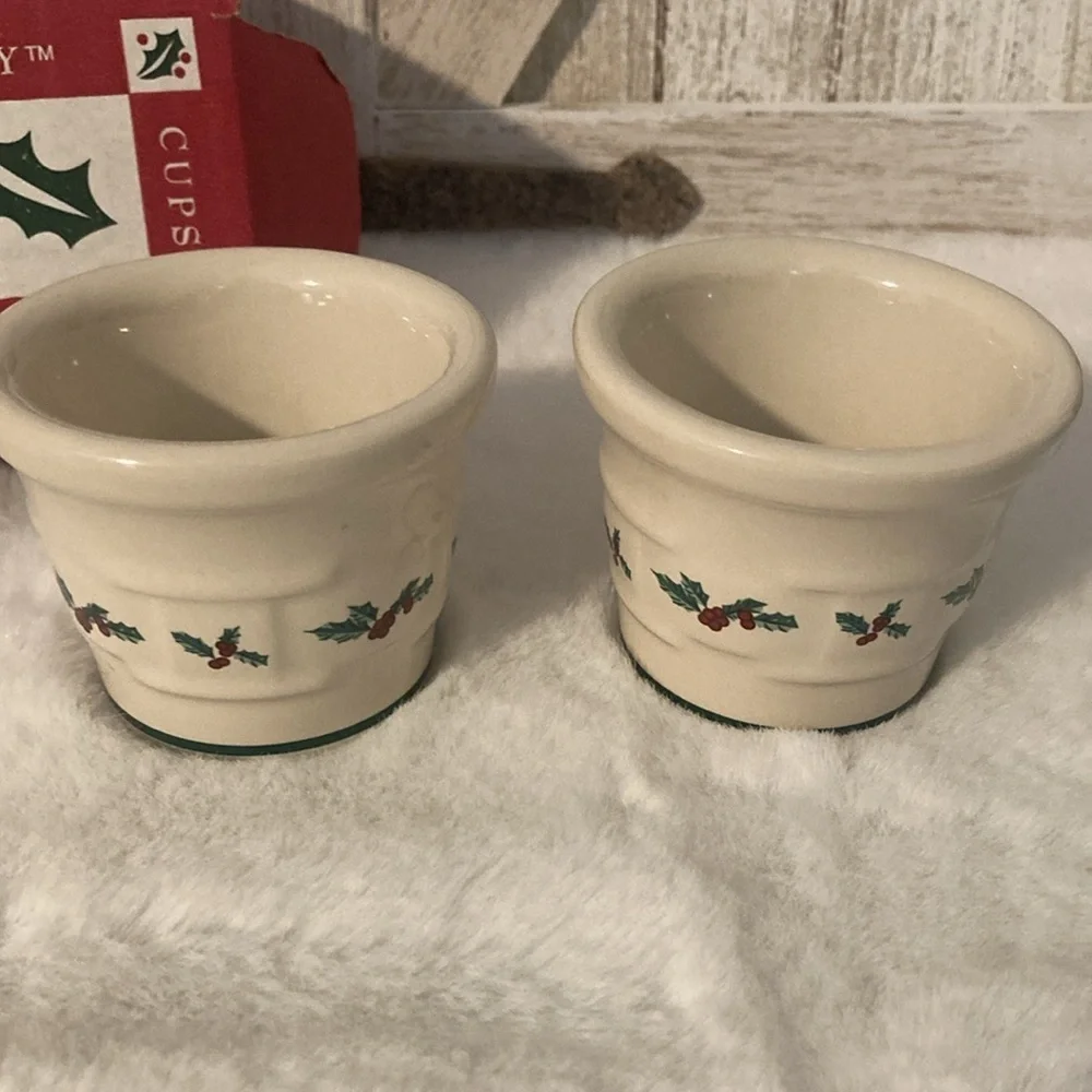 Vintage 1998 Longaberger Traditional Holly Votive Cups